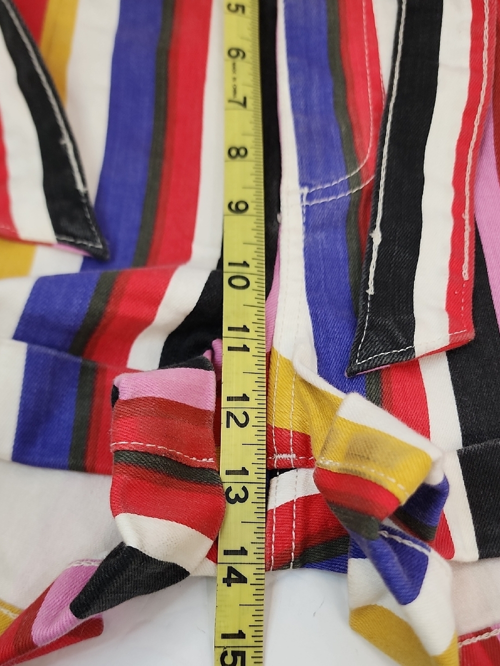 Express Multicolor Striped High-Waist Tie-Belt Deim Shorts Size 2 - Picture 5 of 10